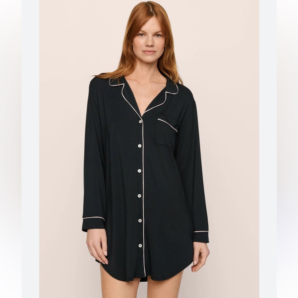 Eberjey Gisele Sleep Shirt In Black/White